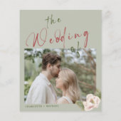 BUDGETセージと赤面フローラ写真の結婚式の招待 (裏面)