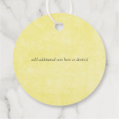 BUDGETターコイズ黄色結婚のスクリプト フェイバータグ (裏面)