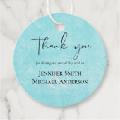 BUDGETターコイズ黄色結婚のスクリプト フェイバータグ (正面)