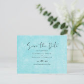 BUDGETターコイズ黄色結婚のスクリプト ポストカード (スタンド正面)