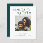 BUDGETティール（緑がかった色）グリーン結婚の写真ありがとう (正面/裏面)