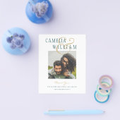 BUDGETティール（緑がかった色）グリーン結婚ズPHOTO Thank You Flyer チラシ (シングル)