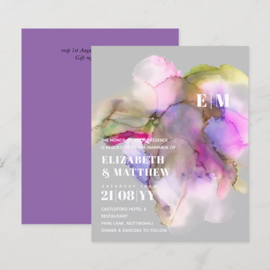 BUDGETテクニカラー水彩結婚式の招待 (正面/裏面)