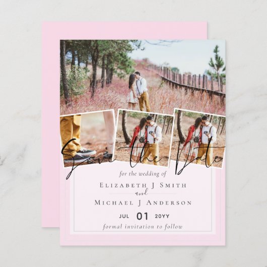 BUDGETトレン結婚ディングの色ピンク日付を保存 (正面/裏面)