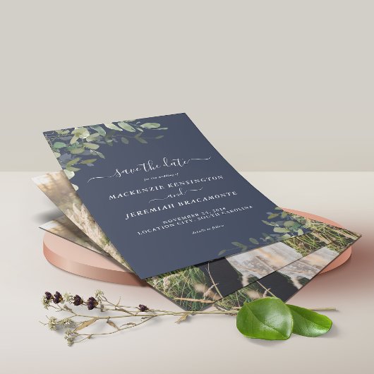 BUDGETネイビーブルーユーカリプタス写真保存日 チラシ