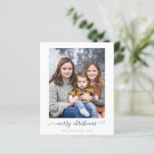 BUDGETネイビーブルー金ゴールドスクリプトメリークリスマスフォト (スタンド正面)