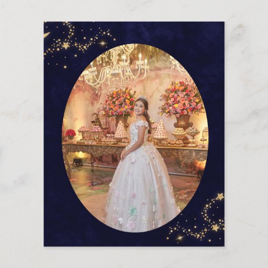 BUDGETネイビー金ゴールドザスターズQuinceanera写真 (裏面)