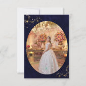 BUDGETネイビー金ゴールドザスターズQuinceanera写真 ノートカード (裏面)