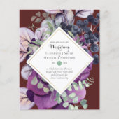 BUDGETパープルブルーフローラ結婚式招待状 (正面)