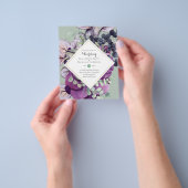 BUDGETパープルブルーフローラ結婚式招待状 チラシ (手)