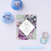 BUDGETパープルブルーフローラ結婚式招待状 チラシ (シングル)