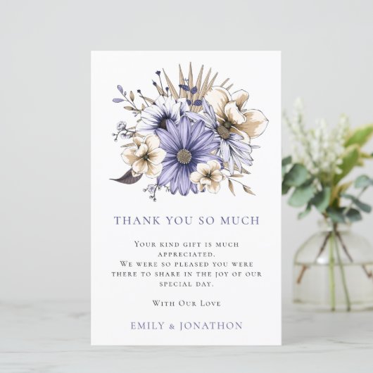 BUDGETパープル花模様結婚ズの3枚のフォト引用文感謝してい (スタンド正面)