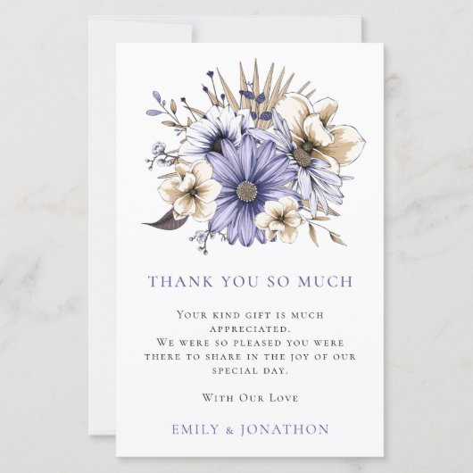 BUDGETパープル花模様結婚ズの3枚のフォト引用文感謝してい (正面)