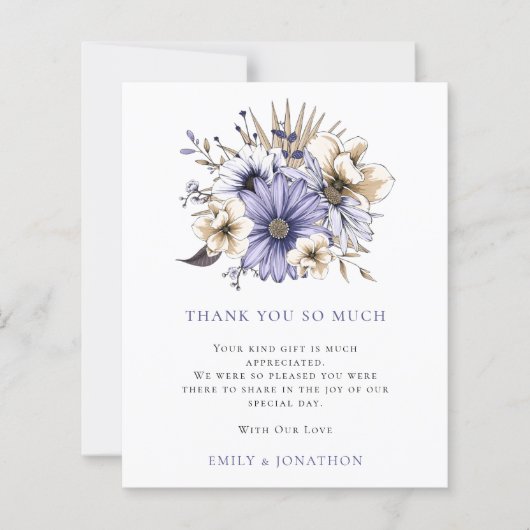 BUDGETパープル花模様結婚引用文の3枚感謝してい写真 (正面)