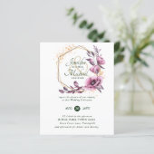 BUDGETパープル金ゴールドフローラ結婚式招待状 (スタンド正面)