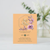 BUDGETパープル金ゴールドフローラ結婚式招待状 (スタンド正面)