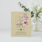 BUDGETパープル金ゴールドフローラ結婚式招待状 (スタンド正面)