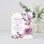 BUDGETパープル金ゴールドフローラ結婚式招待状 (スタンド正面)