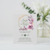 BUDGETパープル金ゴールドフローラ結婚式招待状 (スタンド正面)