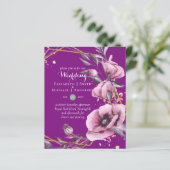 BUDGETパープル金ゴールドフローラ結婚式招待状 (スタンド正面)