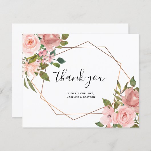 BUDGETピンクのバラ幾何学模様ありがとう (正面/裏面)