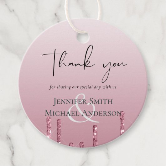 BUDGETピンクグリッター結婚ズ フェイバータグ (正面)