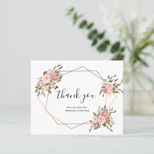 BUDGETピンクローズ金ゴールドフレーム幾何学感謝 (スタンド正面)