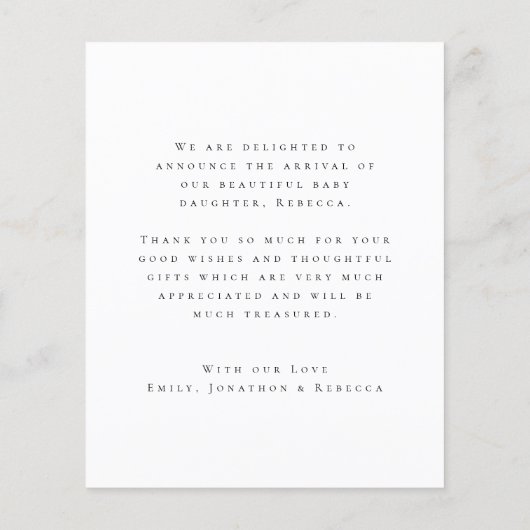 Budgetフォトオーバーレイありがとうご出産のお知らせ (裏面)