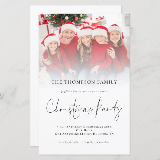BUDGETフォトオーバーレイクリスマスパーティの招待状 (正面/裏面)