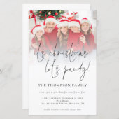 BUDGETフォトオーバーレイクリスマスプレゼントパーティー招待状 (正面/裏面)