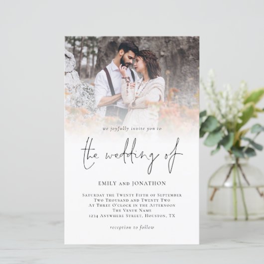 Budgetフォトオーバーレイスクリプト結婚式招待状 (スタンド正面)