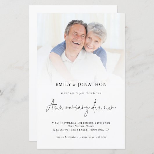 BUDGETフォトオーバーレイ記念日ディナー招待状 (正面/裏面)