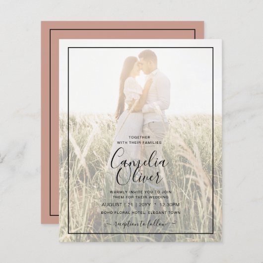 BUDGETフォトオーバーレイTerracotta結婚式の招待 (正面/裏面)