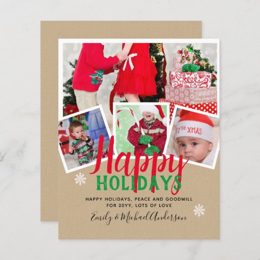BUDGETフォトクリスマスホリデーズカード – コラージュ (正面/裏面)