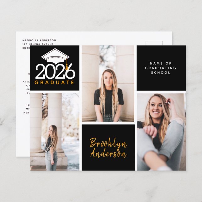 BUDGETフォトコラージュ卒業はがき (正面/裏面)