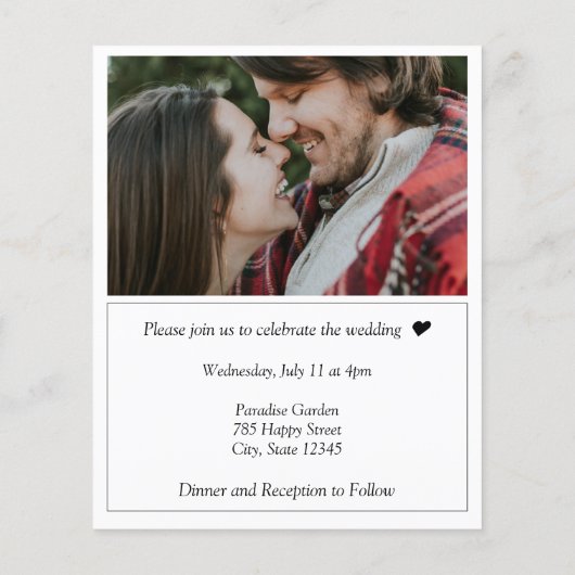 Budgetフォトコラージュ結婚式招待状 モダン (裏面)