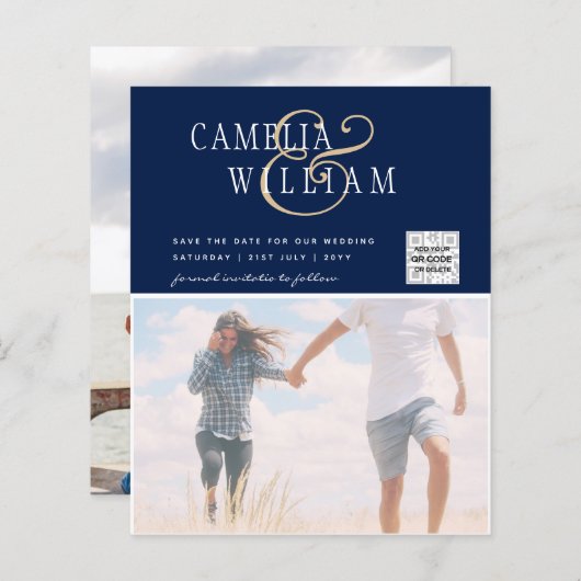 BUDGETフォト救結婚式招待状日QRコード (正面/裏面)