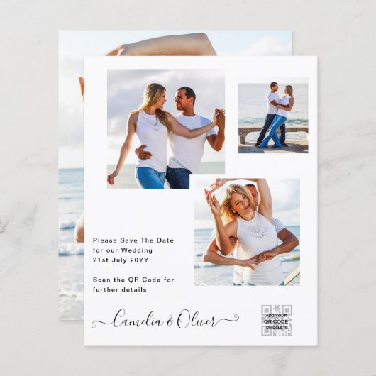 BUDGETフォト救結婚式招待状日QRコード (正面/裏面)