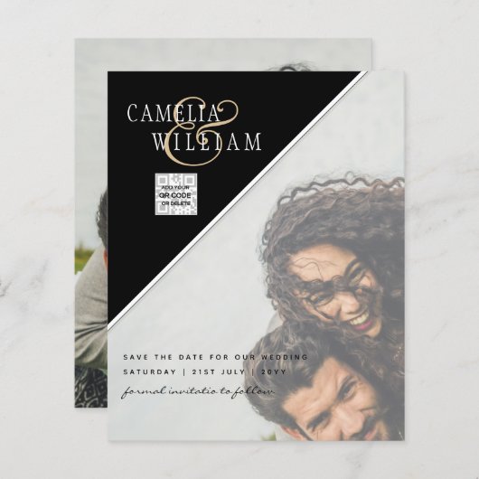 BUDGETフォト救結婚式招待状日QRコード (正面/裏面)