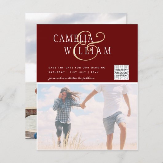 BUDGETフォト救結婚式招待状日QRコード (正面/裏面)