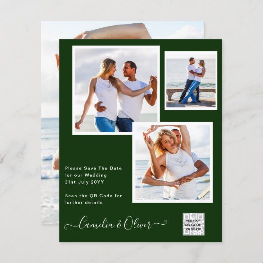 BUDGETフォト救結婚式招待状日QRコード (正面/裏面)