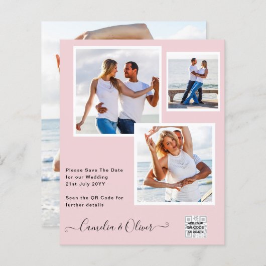 BUDGETフォト救結婚式招待状日QRコード (正面/裏面)