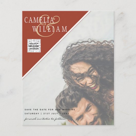 BUDGETフォト救結婚式招待状日QRコード チラシ (正面)