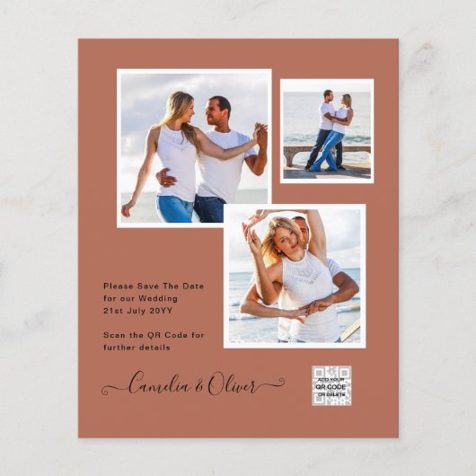 BUDGETフォト救結婚式招待状日QRコード チラシ (正面)