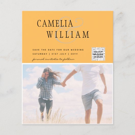 BUDGETフォト救結婚式招待状日QRコード チラシ (正面)