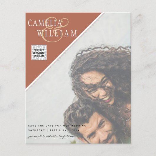 BUDGETフォト救結婚式招待状日QRコード チラシ (正面)