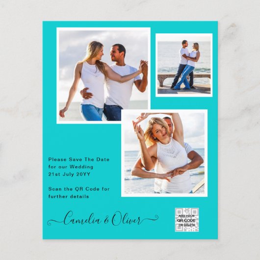 BUDGETフォト救結婚式招待状日QRコード チラシ (正面)