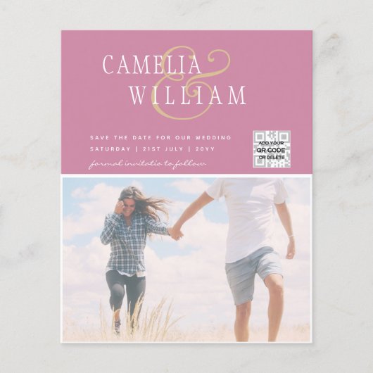 BUDGETフォト救結婚式招待状日QRコード チラシ (正面)