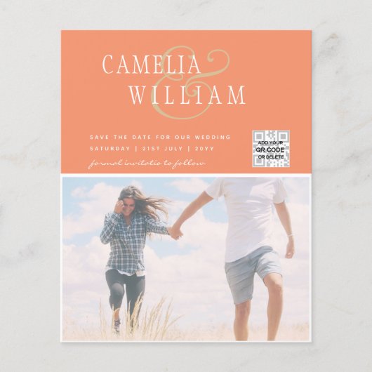 BUDGETフォト救結婚式招待状日QRコード チラシ (正面)