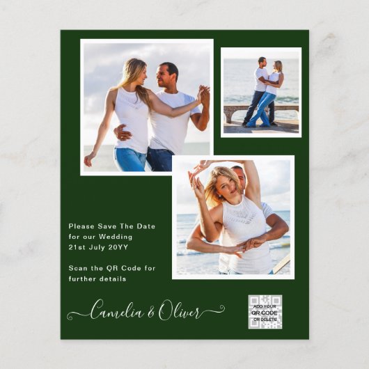 BUDGETフォト救結婚式招待状日QRコード チラシ (正面)